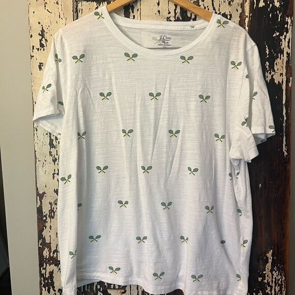 J.Crew women’s Knit Goods Preppy Racket casual T-shirt. Size XXL - Picture 1 of 5